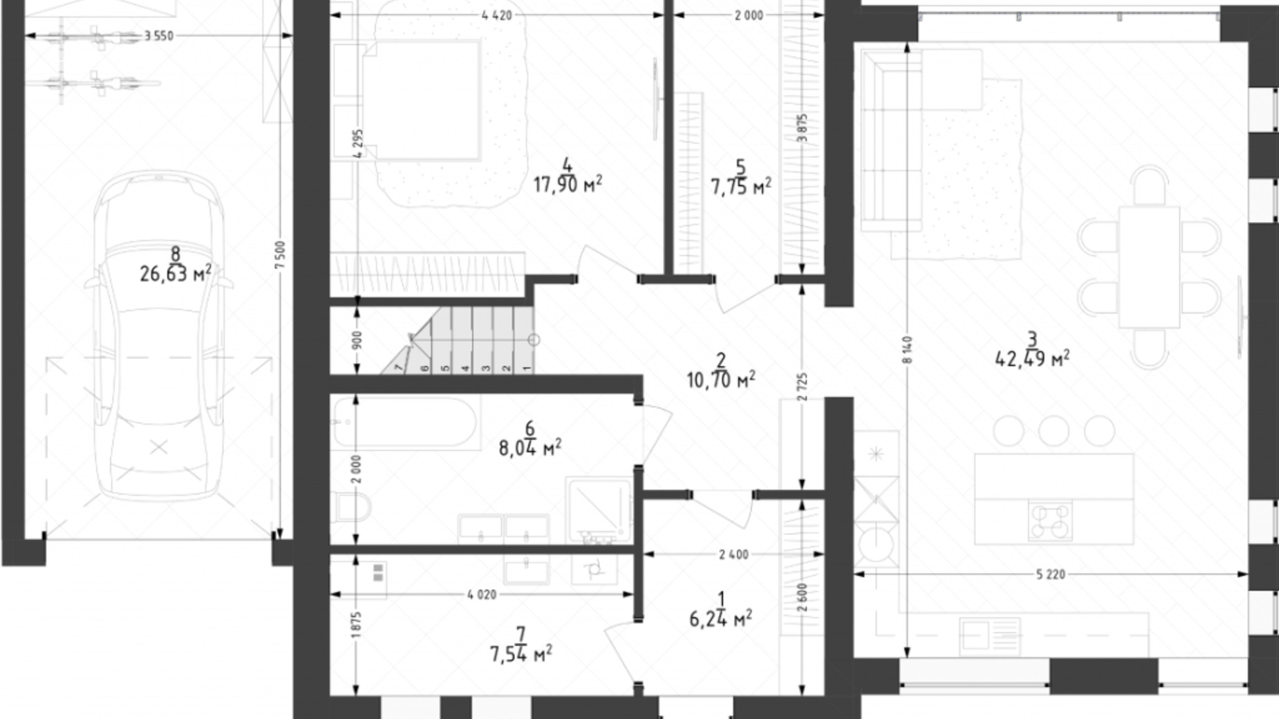 Планировка коттеджа в КГ Lagom 189 м², фото 574299