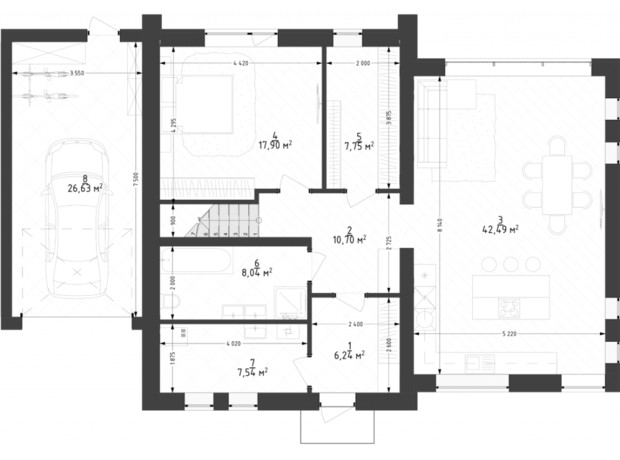 КГ Lagom: планировка 5-комнатной квартиры 189 м²