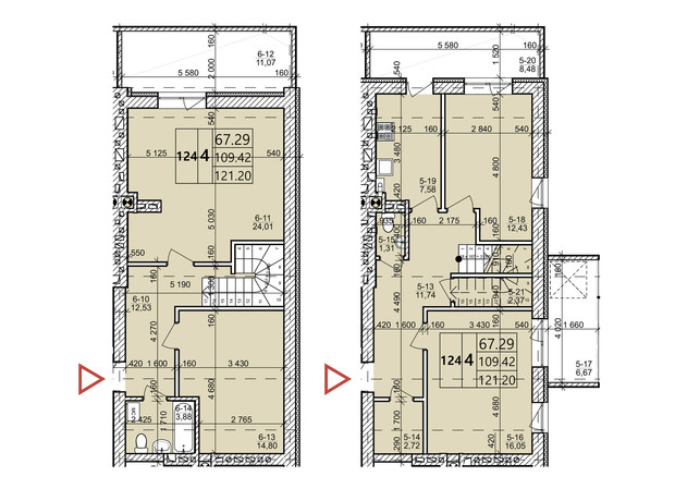 ЖК Святых Ольги и Елизаветы: планировка 4-комнатной квартиры 121.2 м²