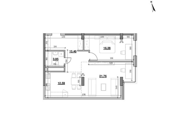 ЖК Америка: планировка 2-комнатной квартиры 67.98 м²