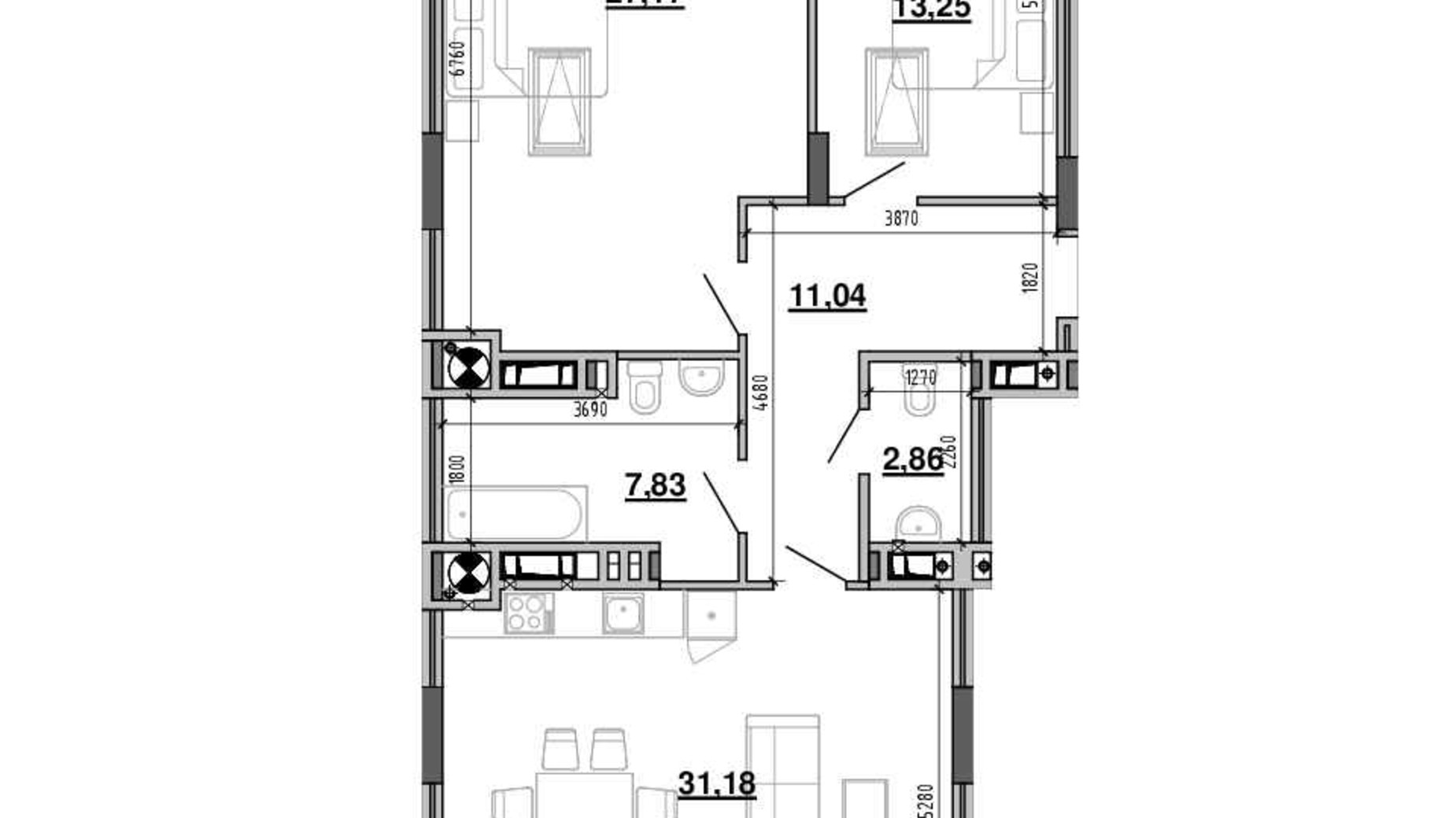 Планировка 2-комнатной квартиры в ЖК Містечко Підзамче 93.33 м², фото 574880