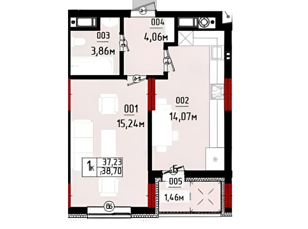 ЖК Квартал №5: планировка 2-комнатной квартиры 59.98 м²