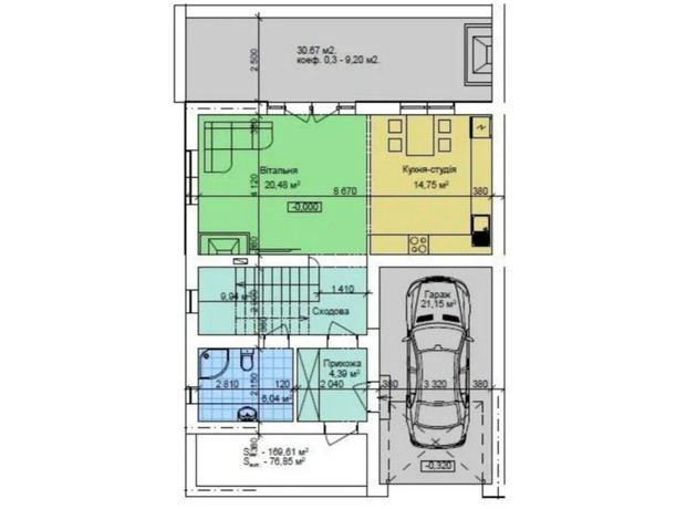 КМ Zubra Etalon: планування 4-кімнатної квартири 170 м²