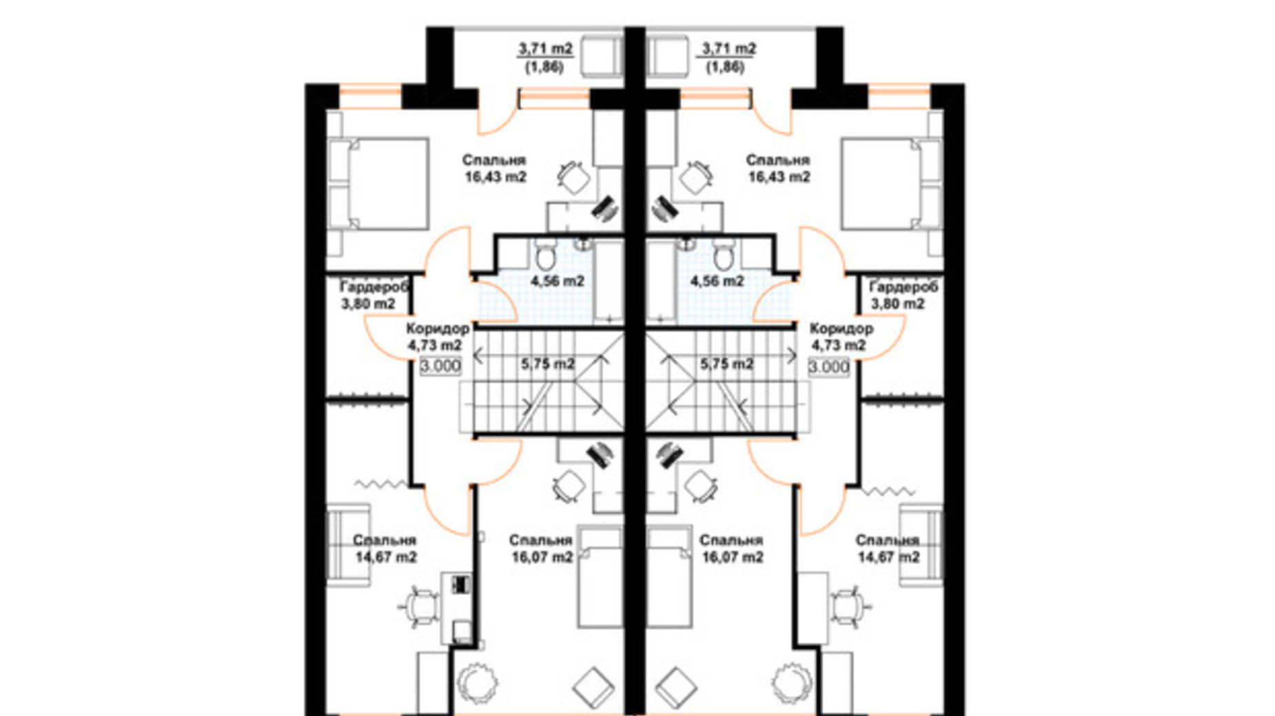 Планування таунхауса в КМ Ліщина 148 м², фото 575400