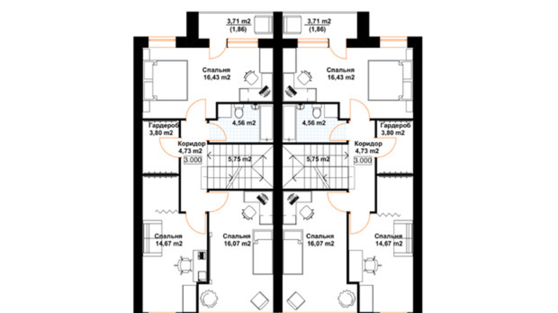 Планировка таунхауса в КГ Лищина 148 м², фото 575418