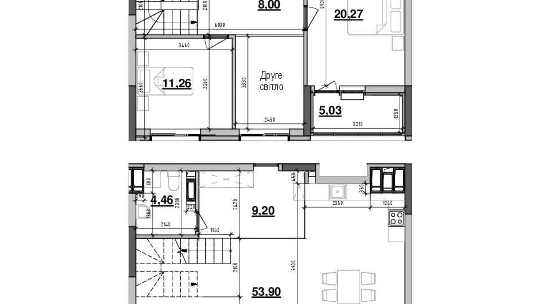 Планировка много­уровневой квартиры в ЖК Maxima Residence 130.18 м², фото 575516