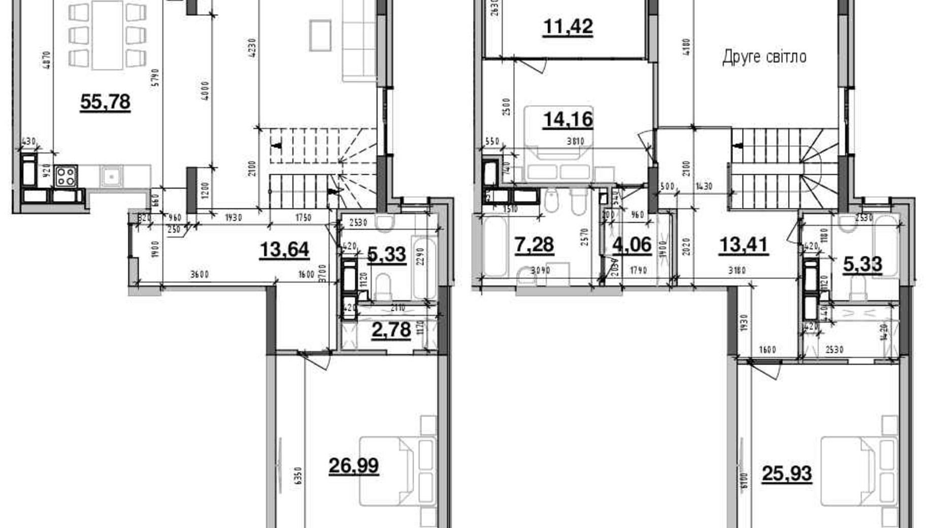 Планування багато­рівневої квартири в ЖК Maxima Residence 192.18 м², фото 575517