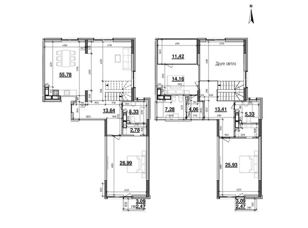 ЖК Maxima Residence: планировка 3-комнатной квартиры 192.18 м²