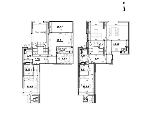 ЖК Maxima Residence: планировка 3-комнатной квартиры 153.5 м²