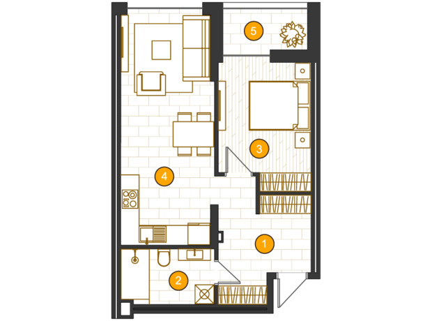 ЖК Royal Residence: планування 1-кімнатної квартири 52.3 м²