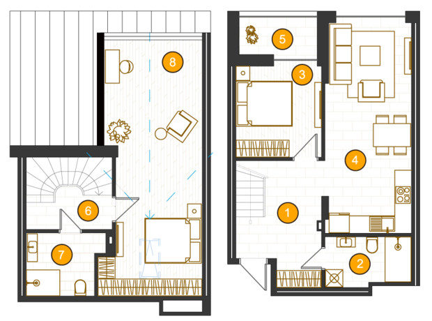 ЖК Royal Residence: планування 2-кімнатної квартири 93.9 м²