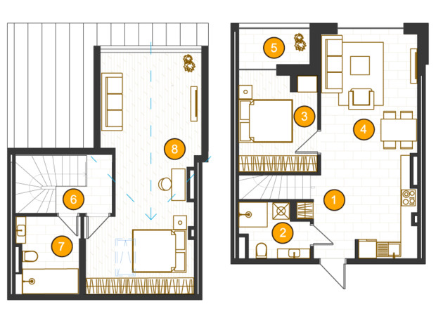 ЖК Royal Residence: планування 2-кімнатної квартири 97.6 м²