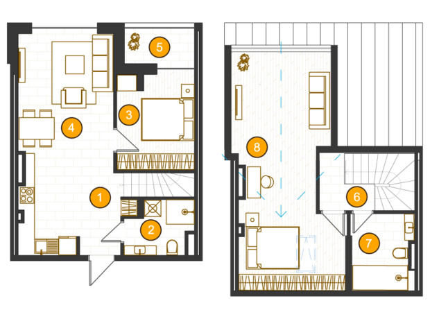 ЖК Royal Residence: планування 2-кімнатної квартири 97.5 м²