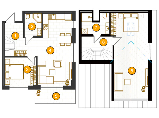 ЖК Royal Residence: планировка 2-комнатной квартиры 101.7 м²