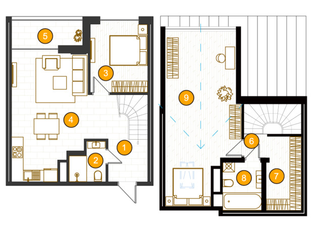 ЖК Royal Residence: планировка 2-комнатной квартиры 104.8 м²