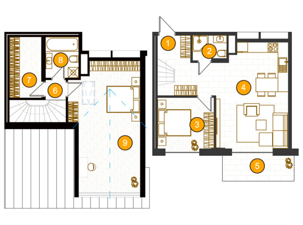 ЖК Royal Residence: планування 2-кімнатної квартири 97.6 м²