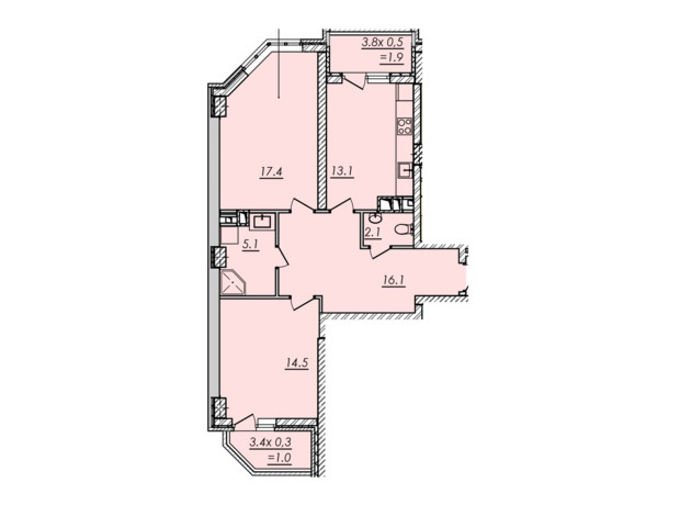 ЖК Realpark: планування приміщення 71.2 м²