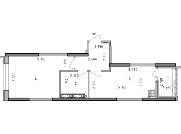 ЖК Оптимісто: планування 1-кімнатної квартири 37.45 м²