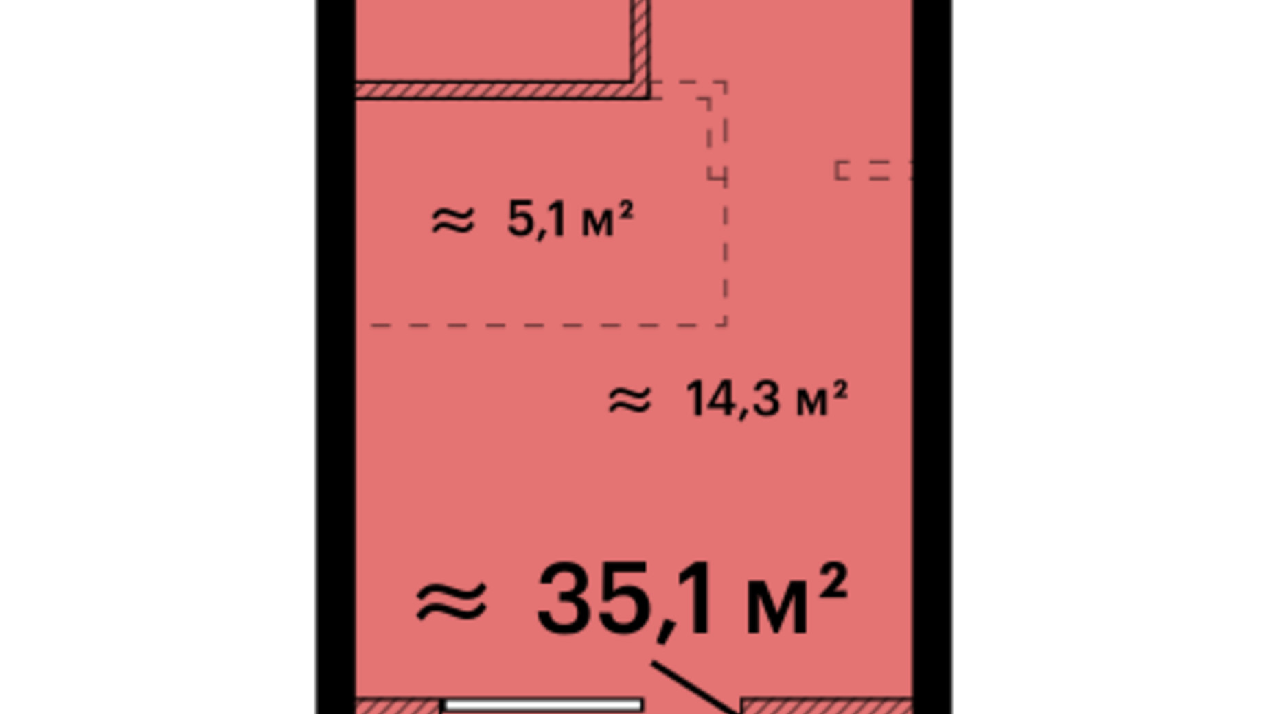 Планування 1-кімнатної квартири в ЖК Скай Сіті Плюс 35.1 м², фото 576726