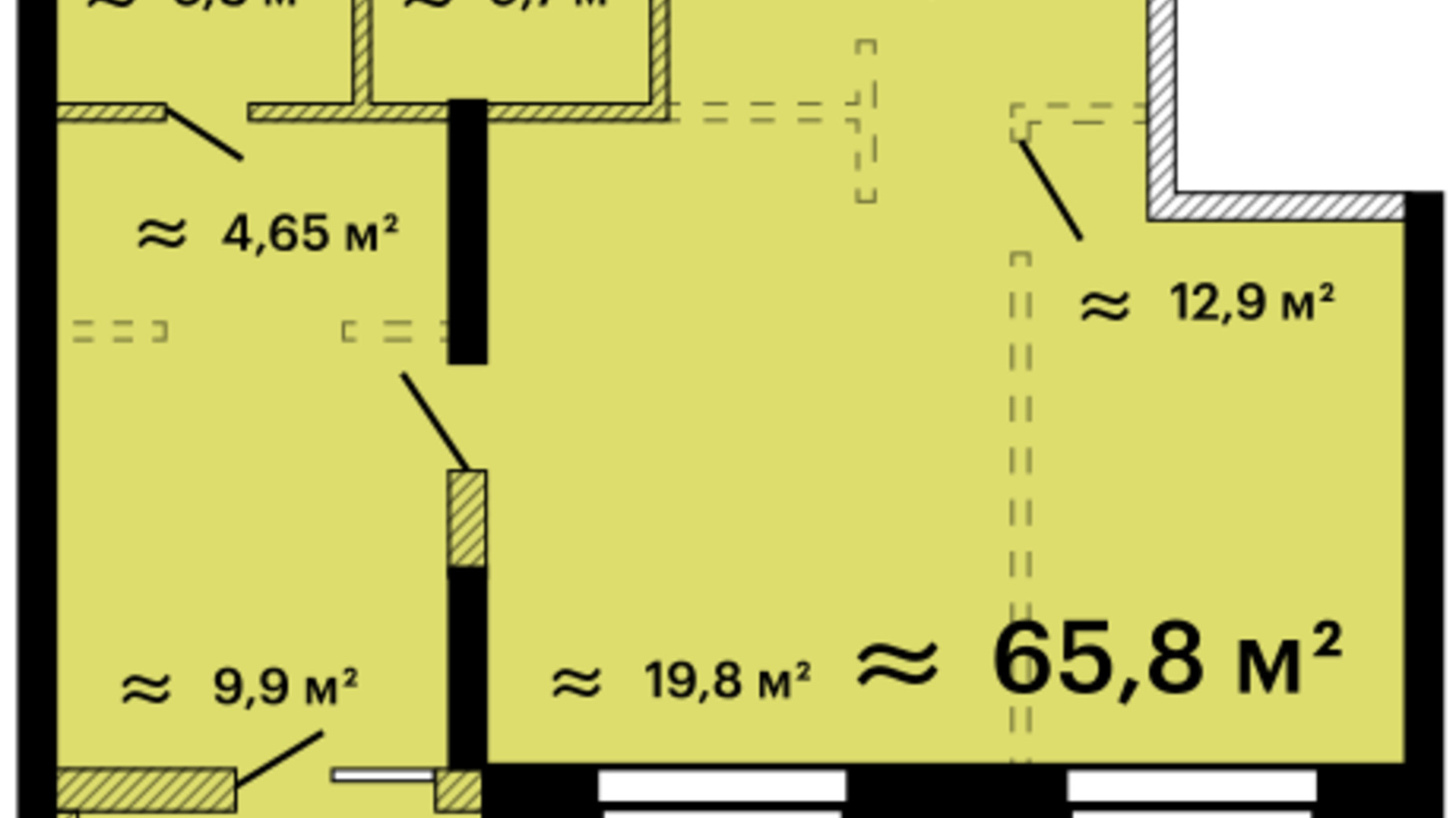 Планировка 2-комнатной квартиры в ЖК Скай Сити Плюс 65.8 м², фото 576734