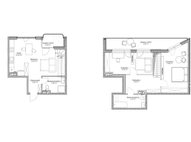 ЖК O2 Residence: планування 2-кімнатної квартири 73.22 м²