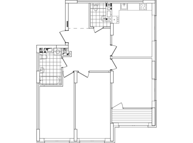 ЖК Варшавский 2: планировка 3-комнатной квартиры 87.69 м²