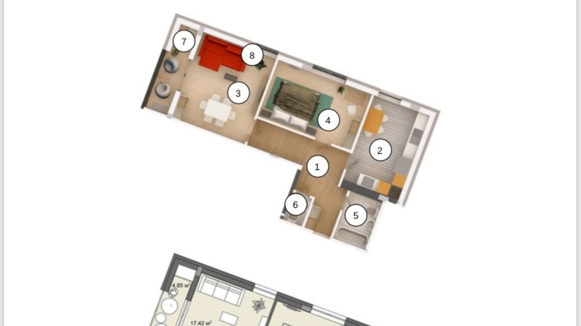 Планировка 2-комнатной квартиры в ЖК RedWood 68 м², фото 577140