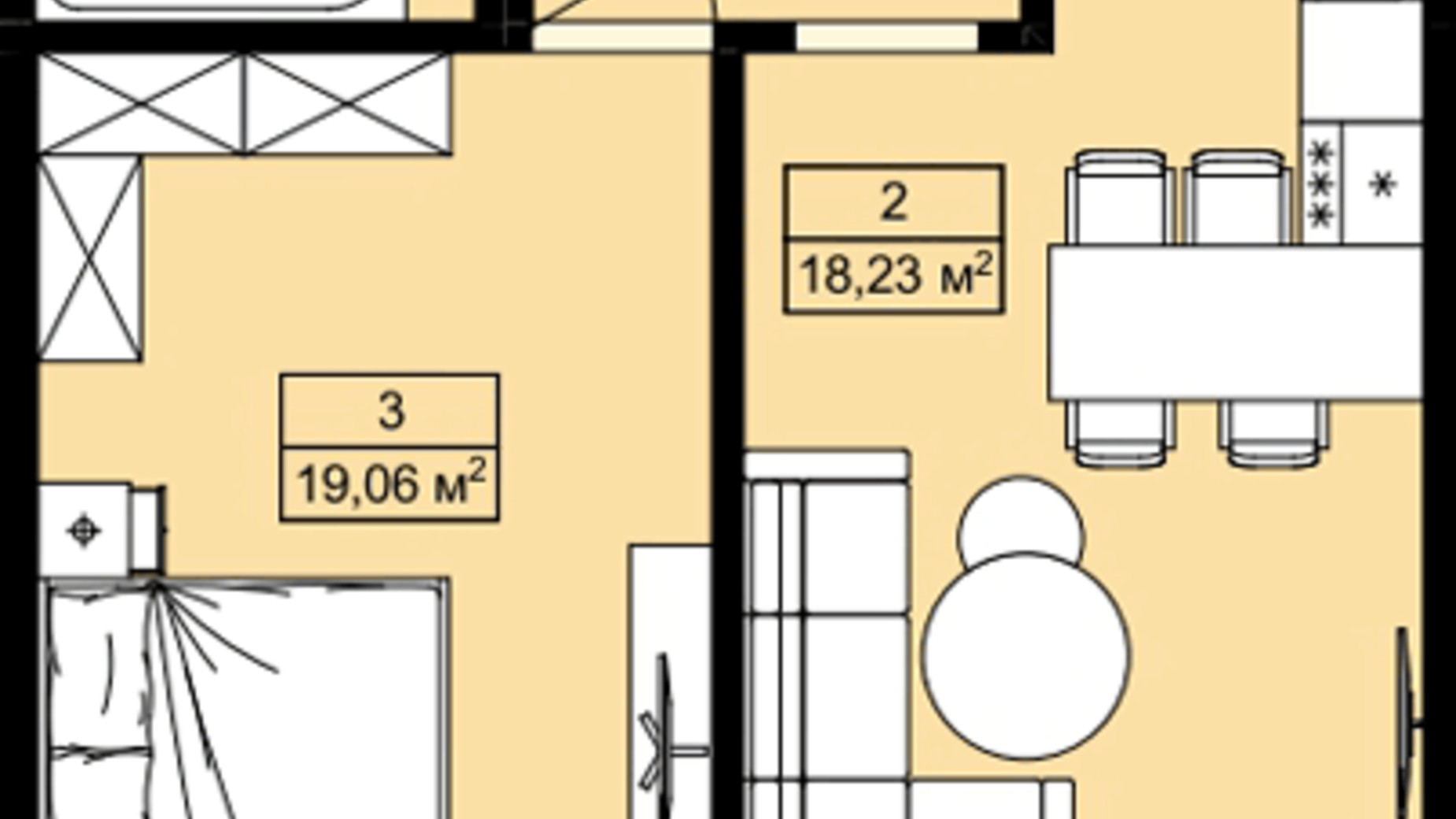 Планировка 1-комнатной квартиры в ЖК Royal Hill 51.12 м², фото 578237