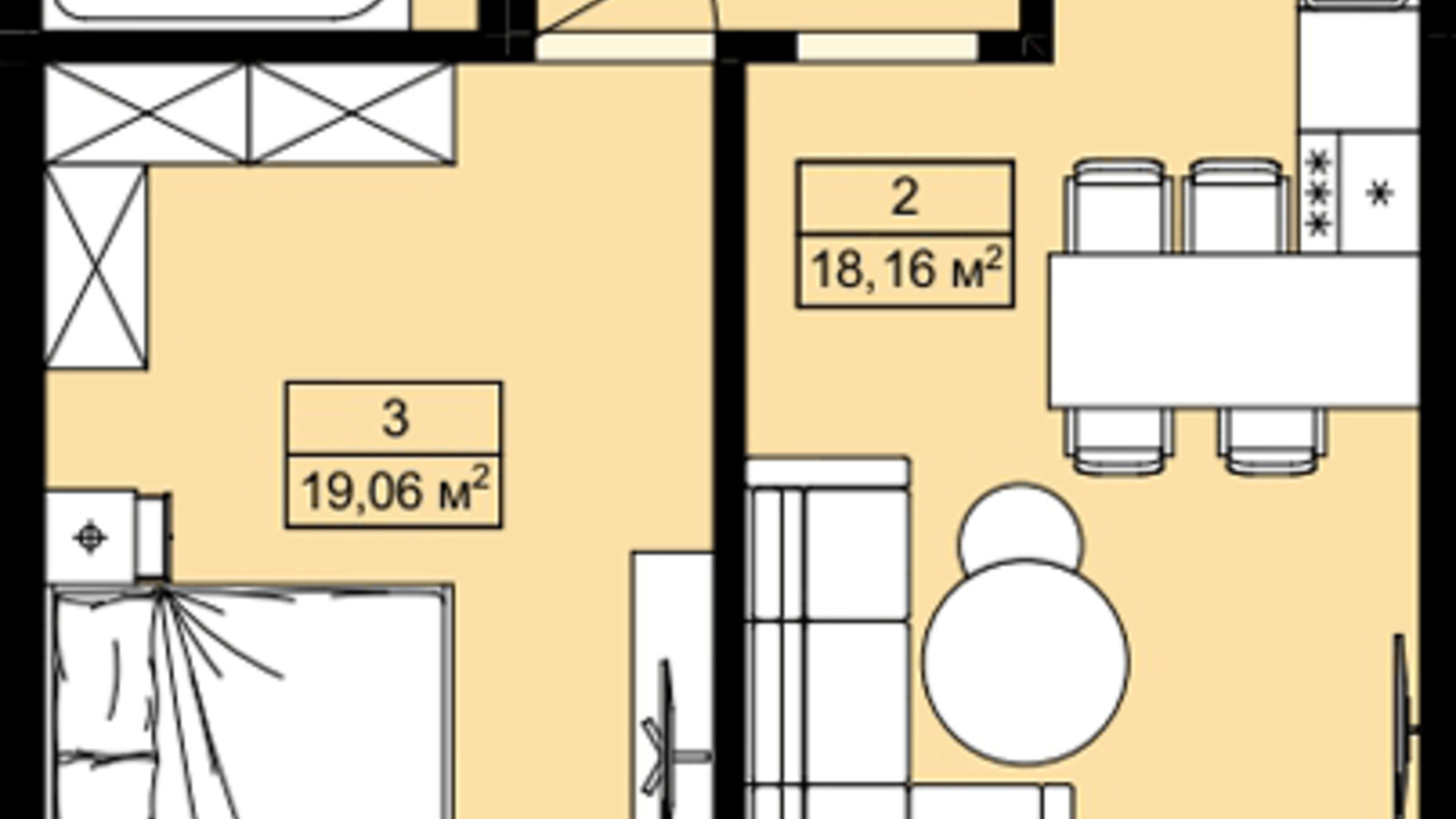 Планування 1-кімнатної квартири в ЖК Royal Hill 51.01 м², фото 578242