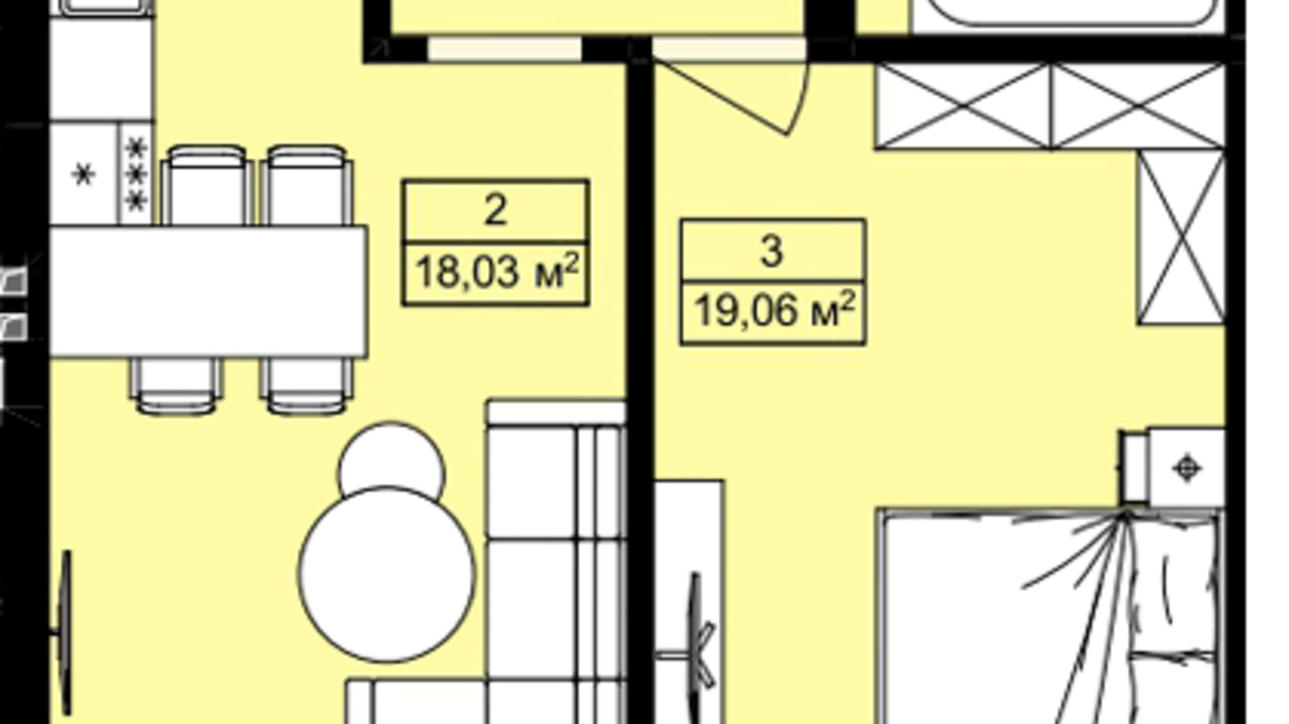 Планировка 1-комнатной квартиры в ЖК Royal Hill 50.74 м², фото 578244