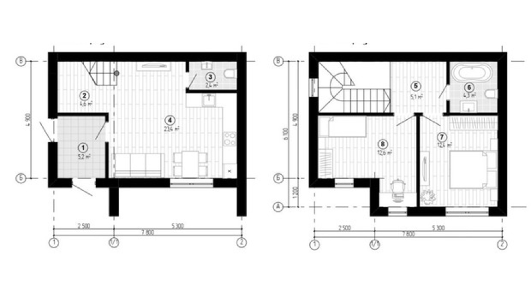 Планировка таунхауса в Таунхаус Козырная Семёрка 104.8 м², фото 578539