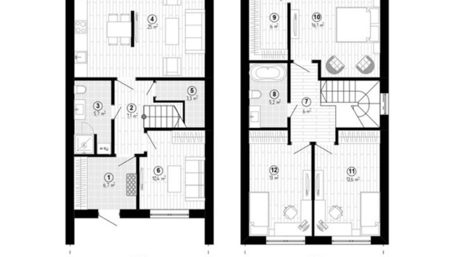 Планировка таунхауса в Таунхаус Козырная Семёрка 118.1 м², фото 578549