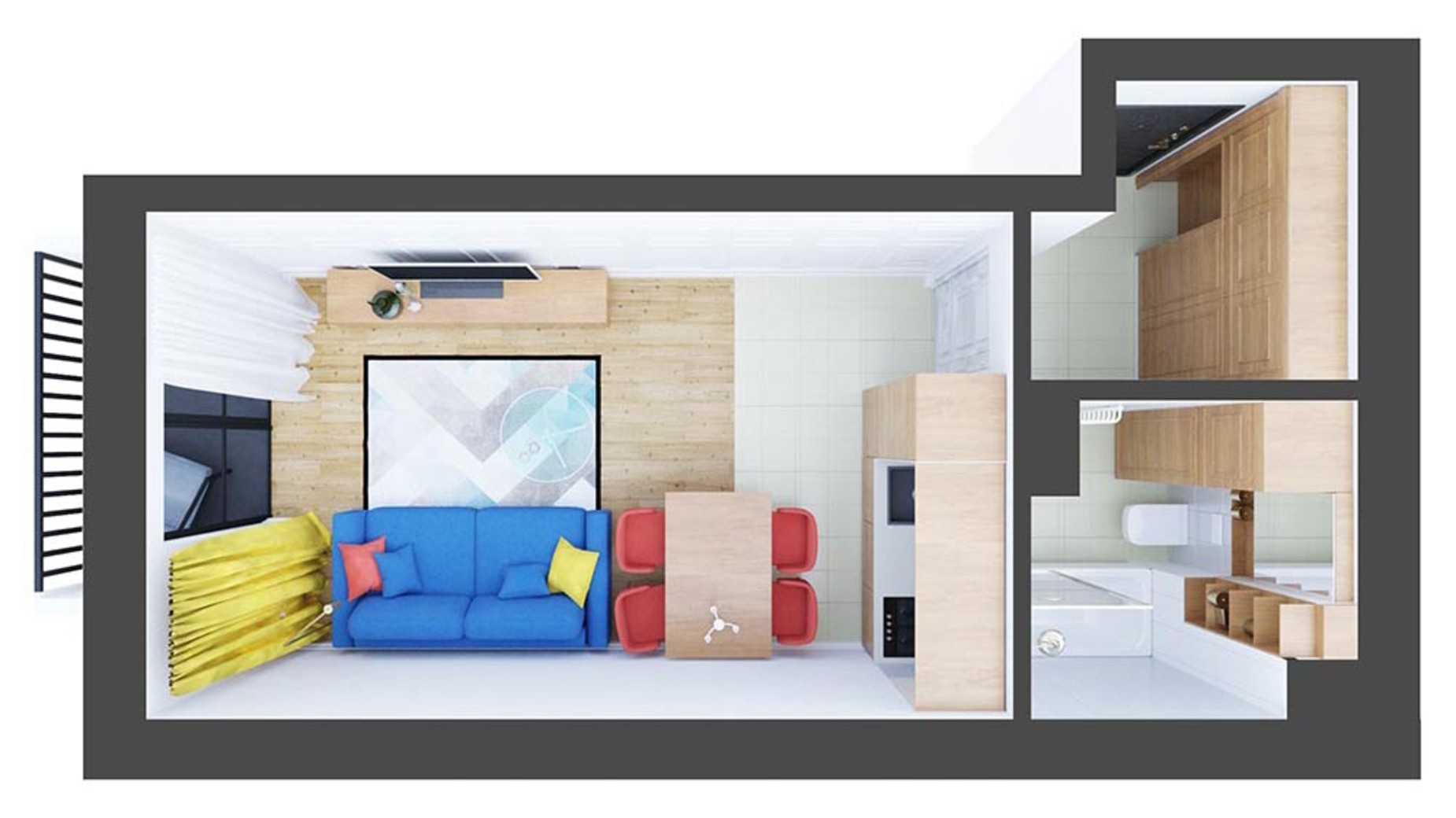 Планування 1-кімнатної квартири в ЖК Scandia 29.12 м², фото 578655