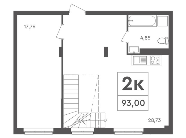 ЖК Scandia: планування 2-кімнатної квартири 93 м²