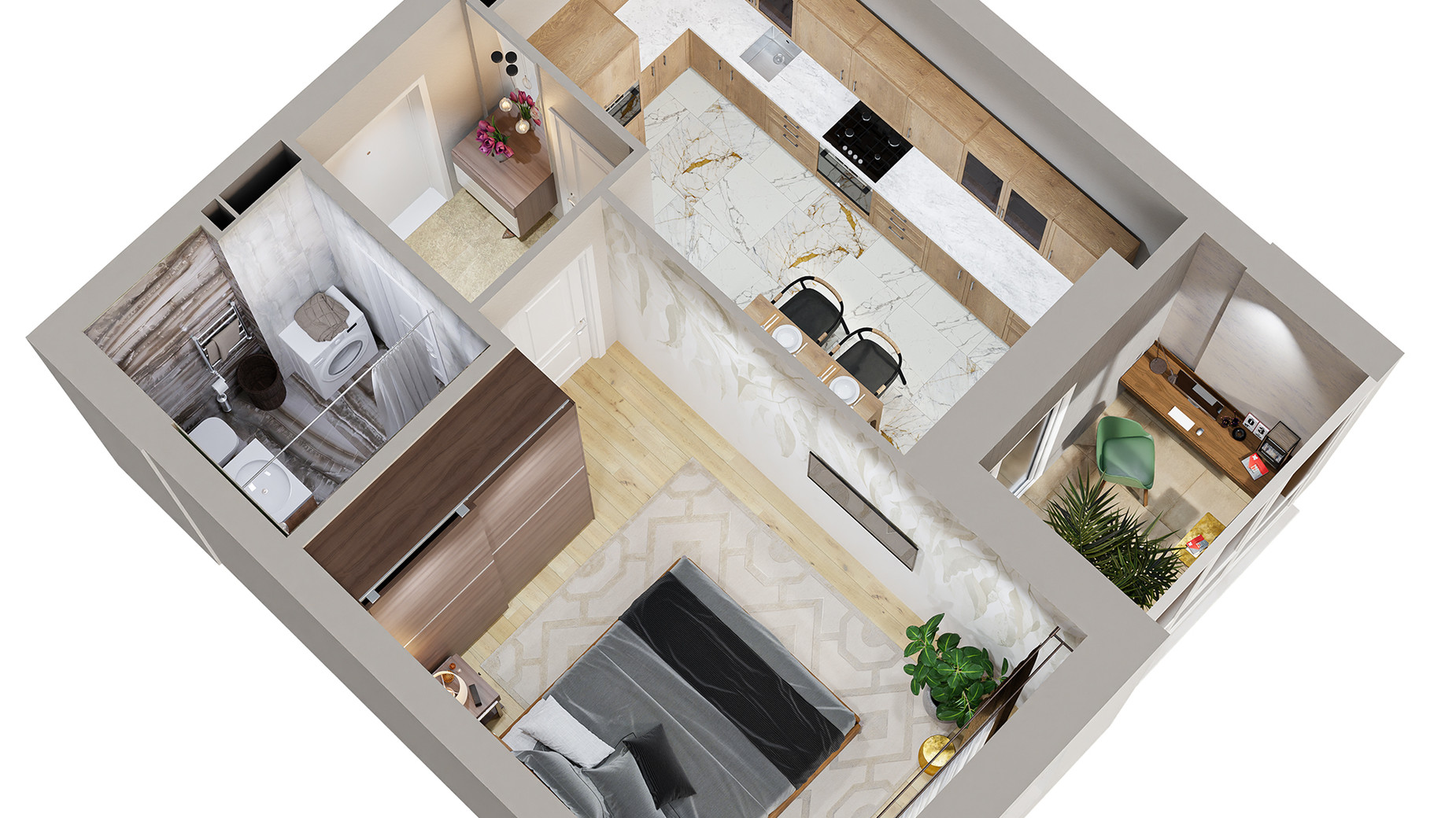 Планировка 1-комнатной квартиры в ЖК Centr City 35.41 м², фото 579622
