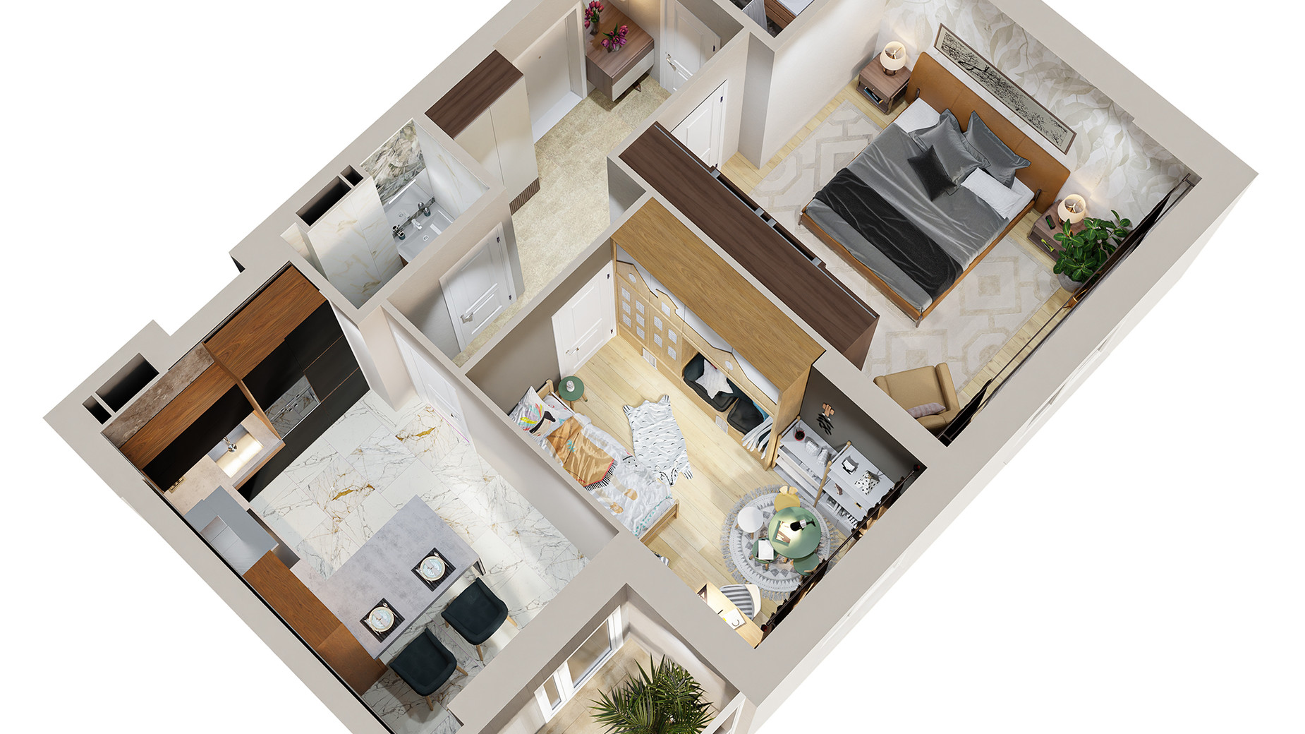 Планування 2-кімнатної квартири в ЖК Centr City 58.24 м², фото 579629