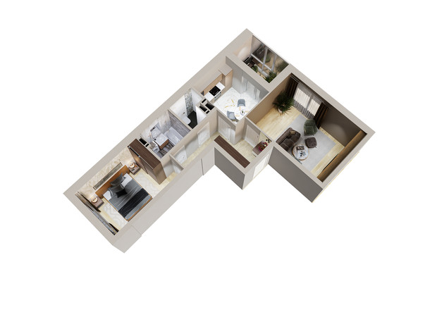ЖК Centr City: планування 2-кімнатної квартири 62.23 м²