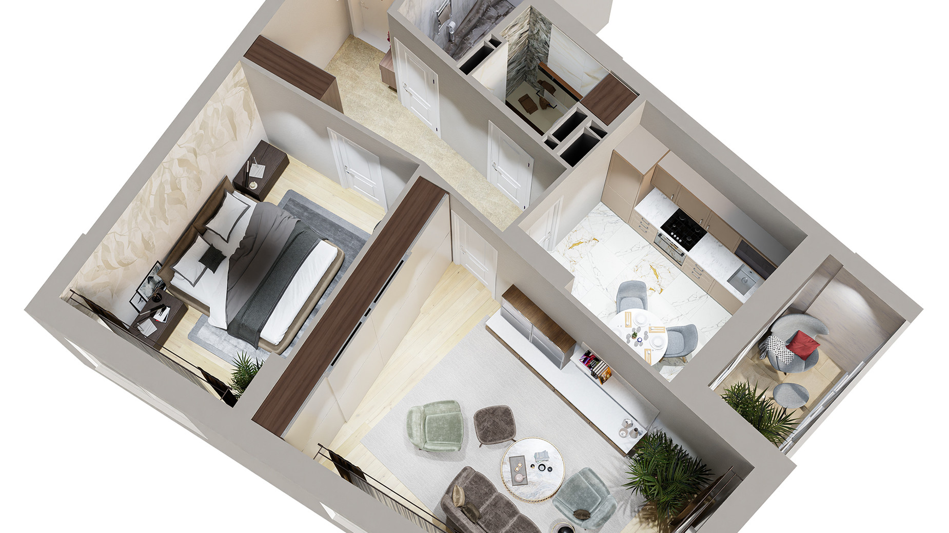 Планування 2-кімнатної квартири в ЖК Centr City 63.62 м², фото 579657