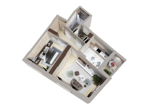 ЖК Centr City: планировка 2-комнатной квартиры 63.62 м²