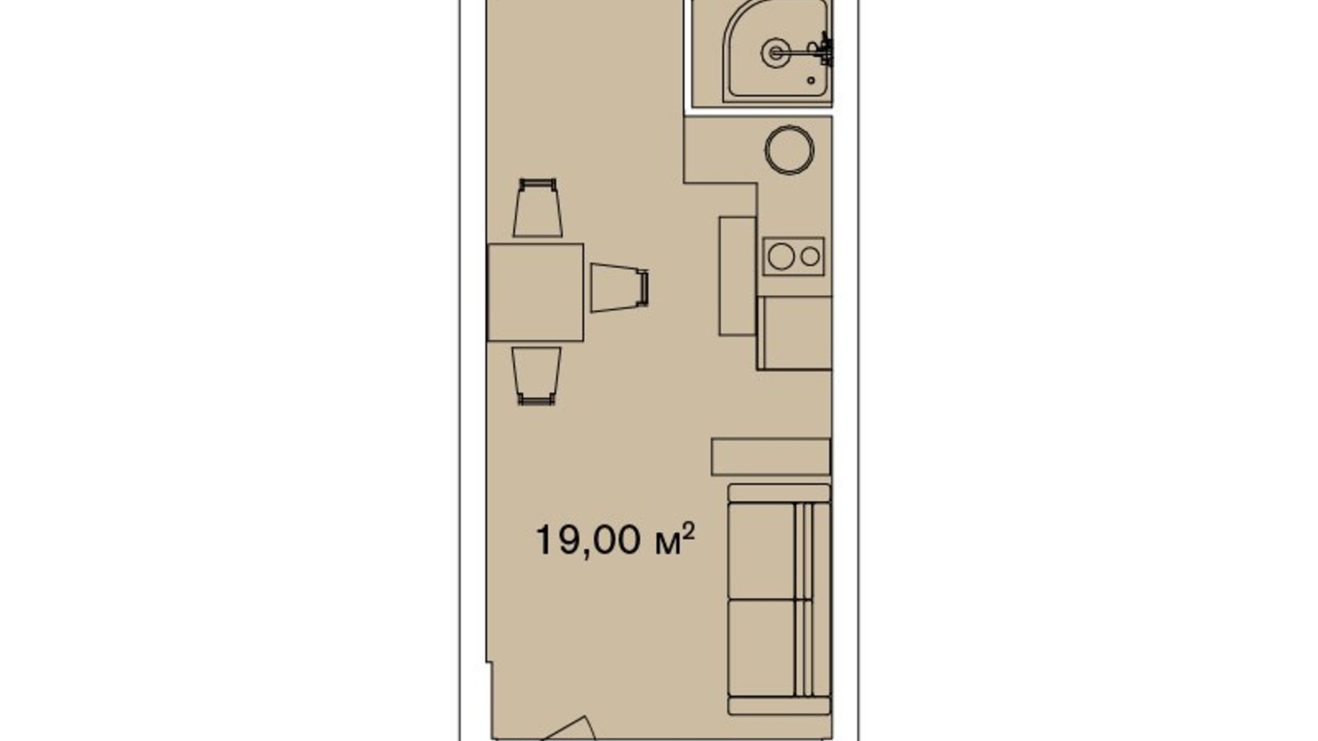 Планування апартаментів в Апарт-комплекс Smart Hill 23 м², фото 580101