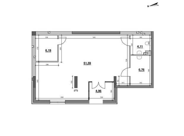 ЖК Риел Сити: планировка помощения 73.61 м²