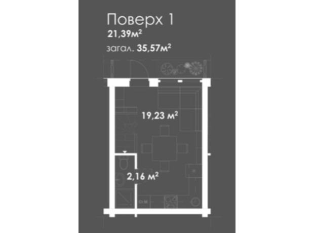 Таунхаус StarTHouse: планировка 1-комнатной квартиры 35 м²