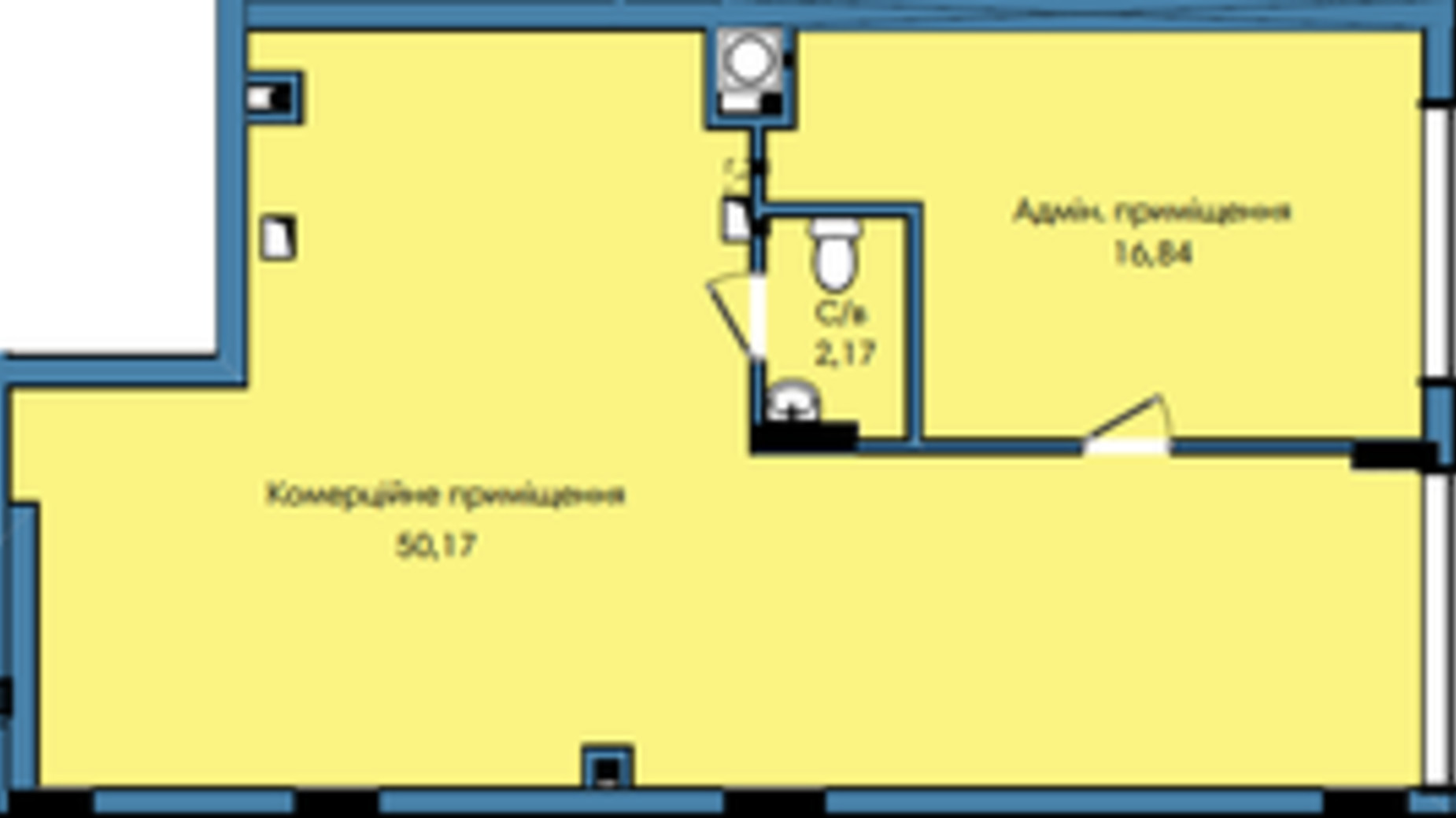 Планировка помещения в ЖК Washington City 69.18 м², фото 580495