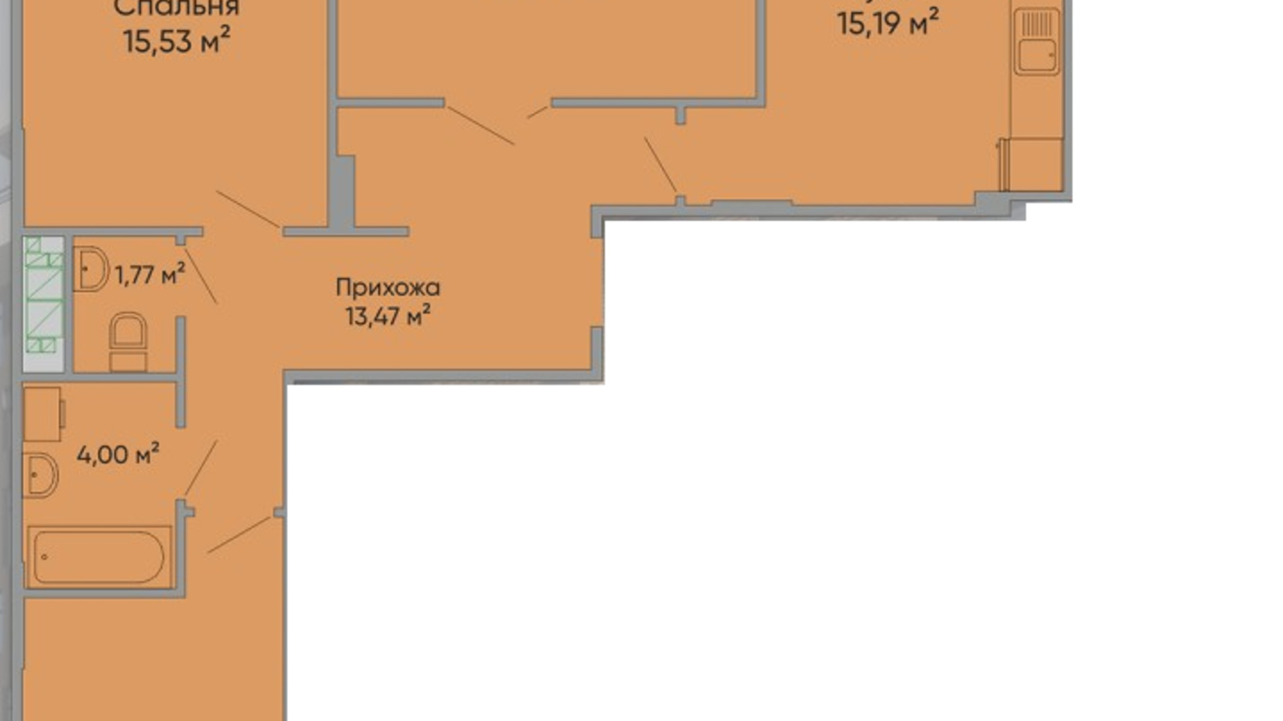 Планировка 3-комнатной квартиры в ЖК Централ Холл 87.6 м², фото 580572