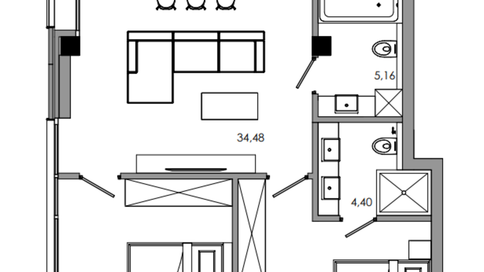 Планування 2-кімнатної квартири в ЖК Maverick 85.38 м², фото 580690