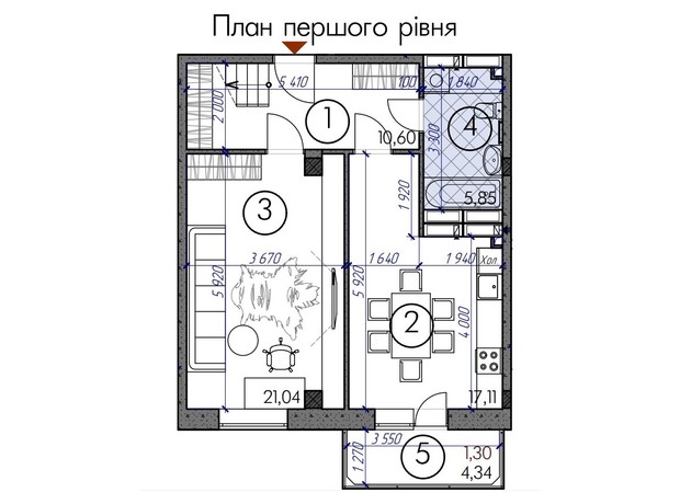 ЖК Саванна сити: планировка 3-комнатной квартиры 114.24 м²