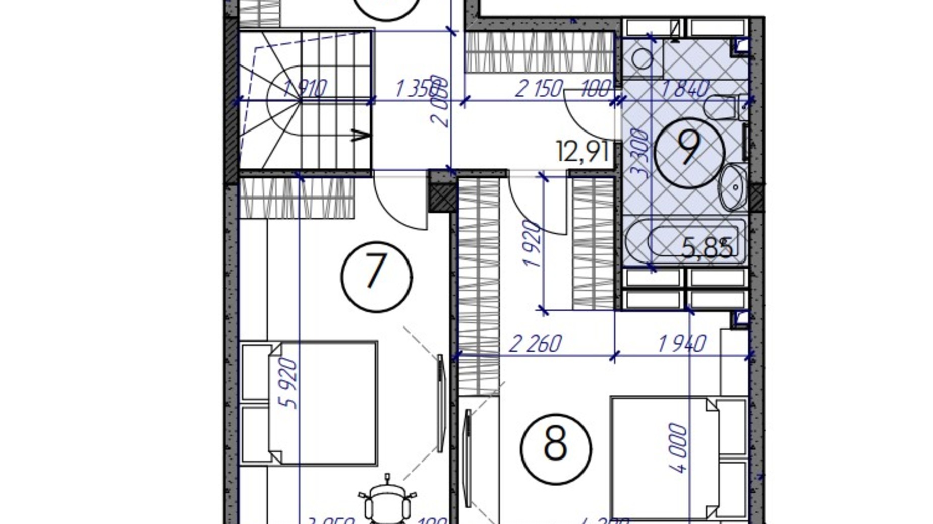 Планировка много­уровневой квартиры в ЖК Саванна сити 114.24 м², фото 580708