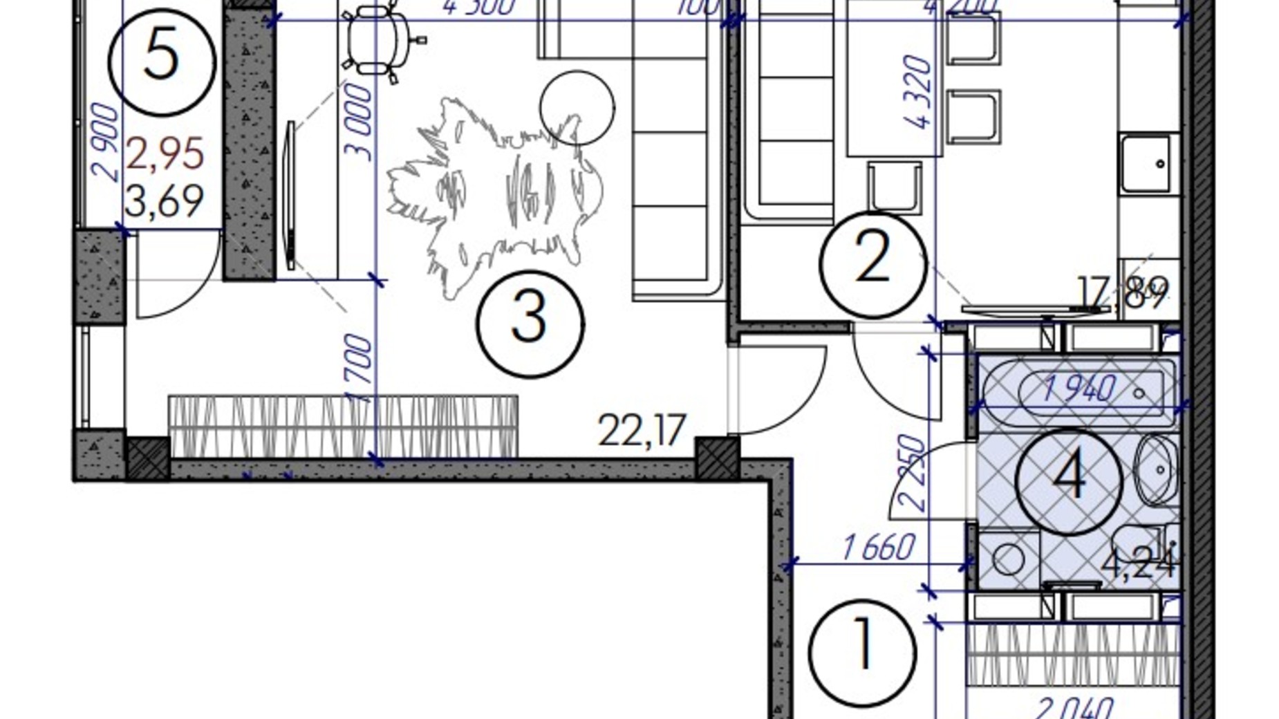 Планировка много­уровневой квартиры в ЖК Саванна сити 124.74 м², фото 580710