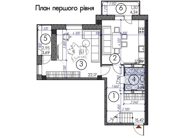 ЖК Саванна сити: планировка 3-комнатной квартиры 124.74 м²