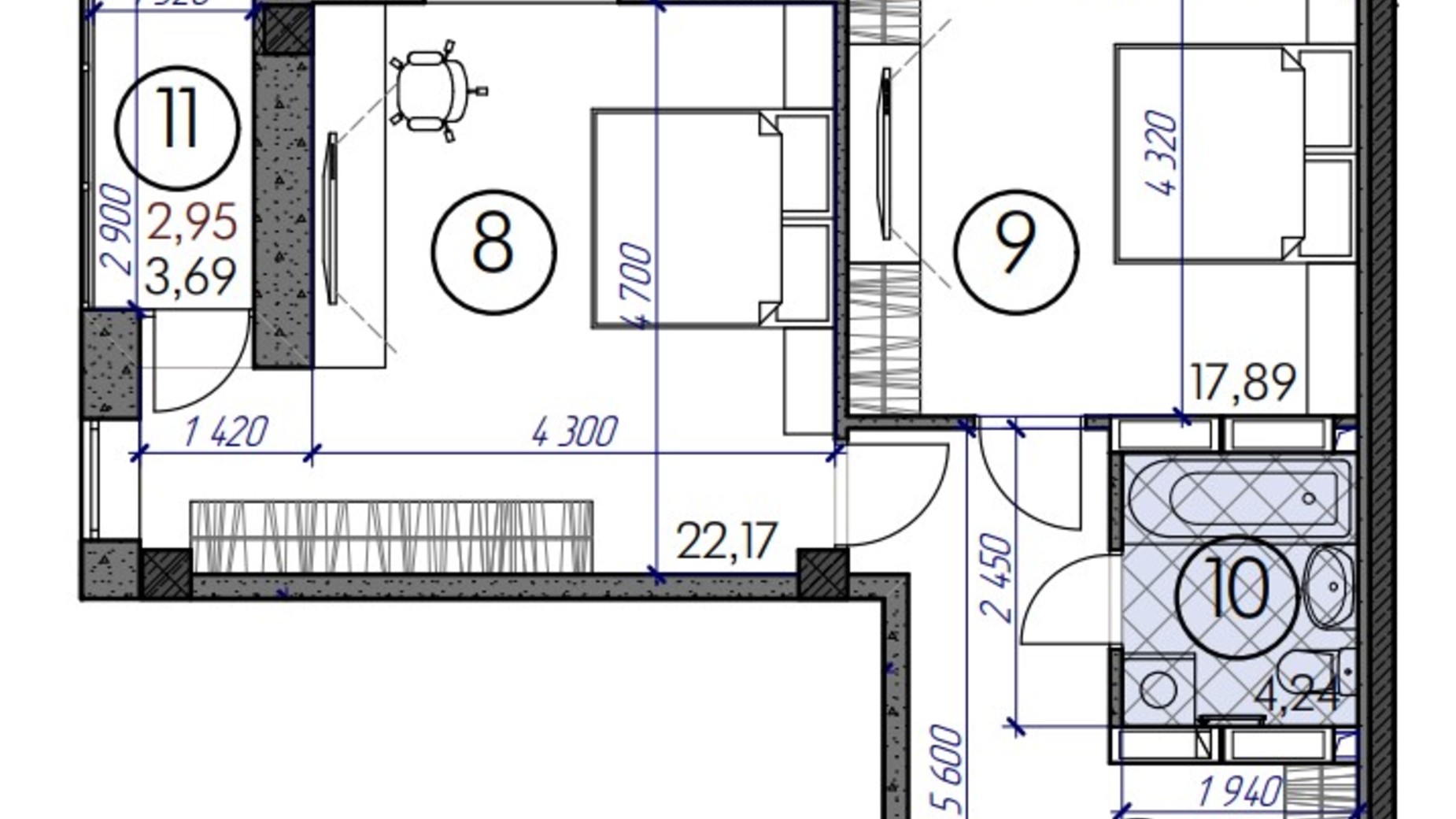 Планировка много­уровневой квартиры в ЖК Саванна сити 124.74 м², фото 580711